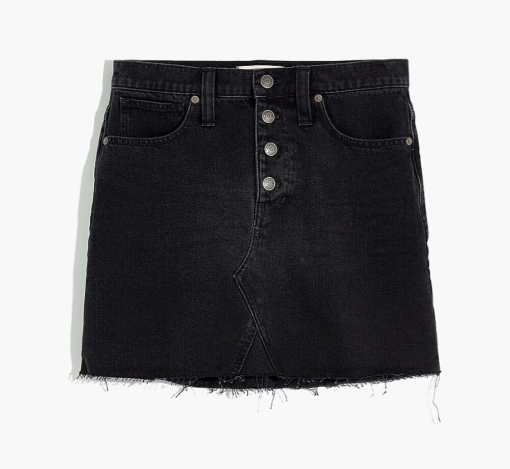 Madewell Rigid Denim A-Line Mini Skirt in Lunar Wash: Button-Front Edition 28